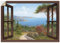 ARTland Wanddeko Wandtattoo selbstklebende Vinylfolie130 x 90 cm Landschaften Fensterblick Haus am Meer I T4EE