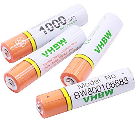 vhbw 4 x AAA, Micro, R3, HR03 Akku 1000mAh kompatibel mit Siemens Gigaset E310, E310H, E550, E550H, E630, E630A Go, E630HX.