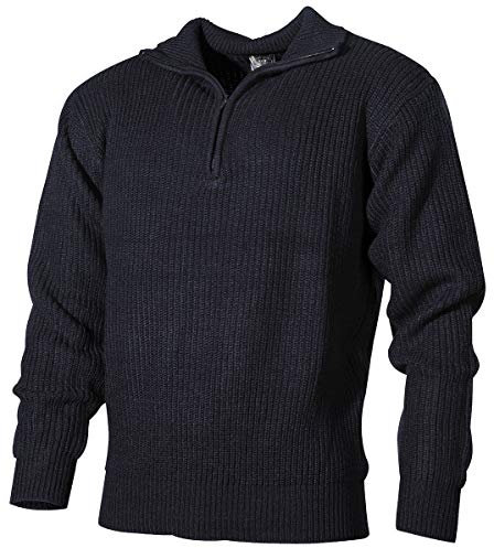MFH Isländer Pullover, Troyer mit Reißverschluss, Blau, Large