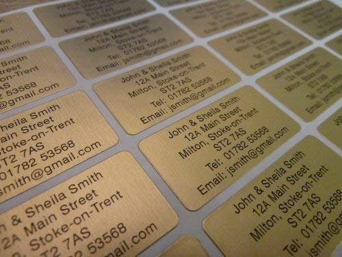 200 x gold personalisiert bedruckt Mini Adresse Selbstklebende Etiketten 40x20mm Aufkleber (gratis emailliert sicher vor dem Druck )