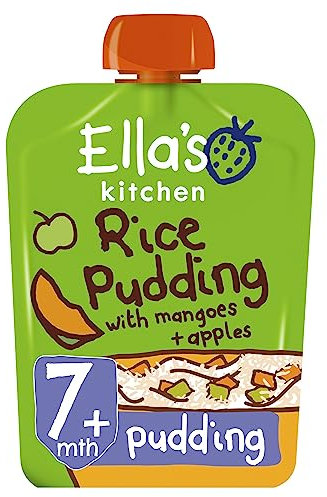 Ella's Kitchen Organic Really Yummy Rice Pudding with Mangoes and Apples Stage 2 from 7 Months, 80 g (Pack of 6)