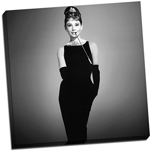 Audrey Hepburn Schwarz & Weiß Leinwandbild Frühstück bei Tiffany Wand Art Großer 50,8 x 50,8 cm