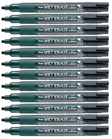 Pentel Wet Erase Chalk Marker Medium Tip - Black (Pack of 12)