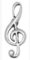 Anstecker / Brosche, Violinenschlüssel, Zinn, in Geschenkschachtel