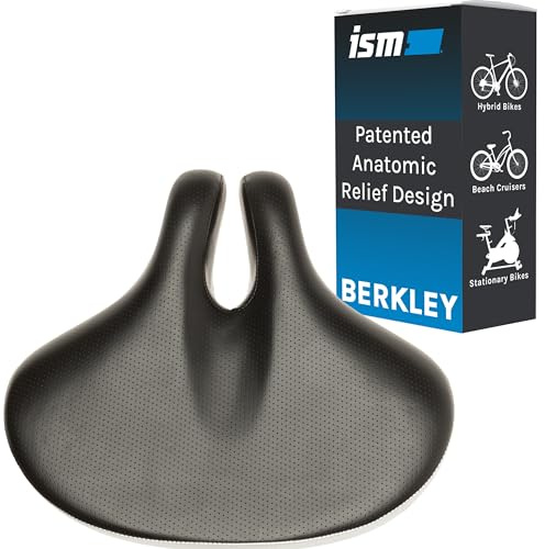ISM - Sella per bicicletta senza naso serie Comfort per ciclisti verticali – Sella anatomica per bicicletta ibrida, polizia, pendolari e beach cruiser, ampia e spessa, comoda sella per bici da