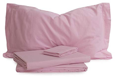 Caleffi - Completo-lenzuola Tinta unita flanella Tinta Unita Singolo Rosa