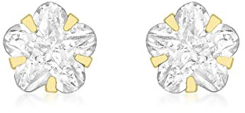 CARISSIMA Boucles d’oreilles puces fleur cubic zirconia blanche en or jaune 9 ct pour femmes
