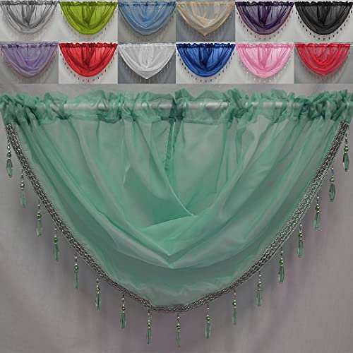 John Aird Crystal Beaded Voile Curtain Swag (Pastel Green)