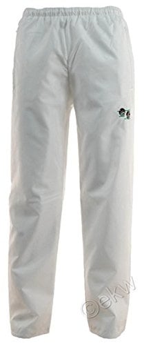 HS New Bowls Lawn Bowling Unisex Mens Womans Waterproof Trousers with Bowls Logo Elasticated Adjustable Waist (Large, White)