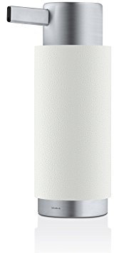 blomus -ARA- Seifenspender aus Polystone / Edelstahl, zeitloses Weiß, Seifendosierer in edler Optik, hochwertige Verarbeitung, exklusives Badaccessoire (H / B / T: 17 x 6 x 8 cm, Farbe: Weiß, 68851)