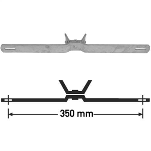 Morsetto a nastro per segnaletica stradale piatta, acciaio, zincato, distanza tra i fori 350 mm (morsetto, supporto per segnaletica) resistente alle intemperie