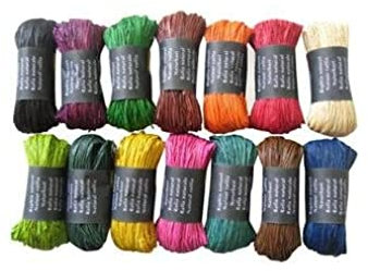 Clairefontaine - 196098C - Assorted color raffia balls - Set of several raffia yarns Length 1m50 per yarn - 50g - Creative leisure - Gift packaging - Box of 15 balls