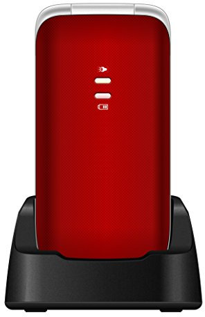 Majestic 300040 Telefono Flip Attivo Sileno 40R, 10,3(H) x 5,1(L) x 1,9(P) cm con display TLF a colori tasto SOS, Sim GSM (no UMTS), Bluetooth e Torcia Led, Rosso