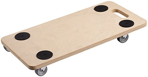 Metafranc Transportroller 590 x 290 mm - 200 kg Tragkraft - Sperrholz - PU-Räder / Möbelroller / Transporthilfe für Umzug / Rollwagen für Möbel-Transport / Kistenroller aus Holz / 822100 Holzfarbe