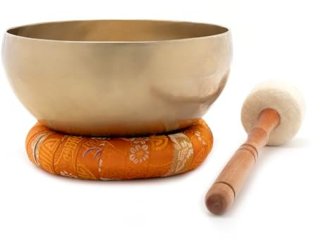 Traditionelle Klangschale 'Blume des Lebens' für Yoga, Entspannung & Meditation I ca. 1000 g I Handgeschmiedet I Inkl. Klöppel/Ring I Fair Trade aus Nepal