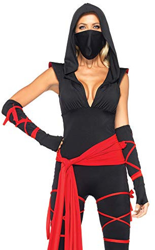 LEG AVENUE 85087 - 5TL. Tödliches Ninja Kostüm, Größe M, schwarz, Damen Karneval Fasching
