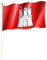 Unbekannt Stockflagge/Stockfahne HAMBURG Flagge/Fahne ca. 30 x 45 cm mit ca. 60cm Stab/Stock