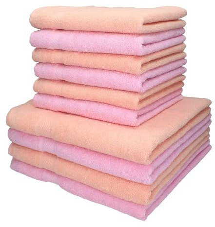 Betz 10-TLG. Handtuch-Set Palermo 100% Baumwolle 4 Duschtücher 6 Handtücher Farbe apricot orange und rosé