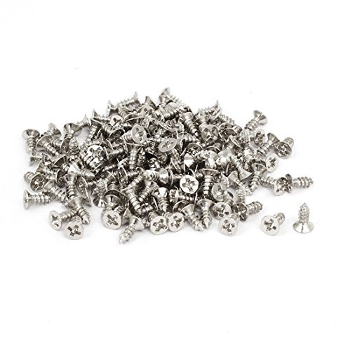 sourcing map 200 Stk M3x8mm Kreuzschlitz Flachkopf Selbstschneiden Schrauben Silber Tone DE de