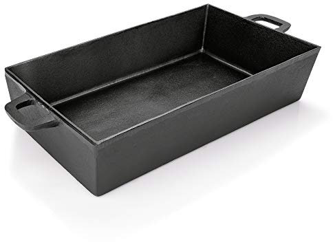 WAS 3531 530 Gusseisen Bräter mit 2 Angegossenen Griffen, 52cm Länge, 31cm Breite, 10cm Höhe