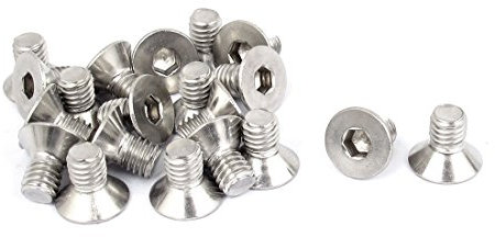 sourcing map 20 Stk. M6 x 10mm 304 Edelstahl Sechskantschraube Versenkt Flacher Kopf Bolzen de
