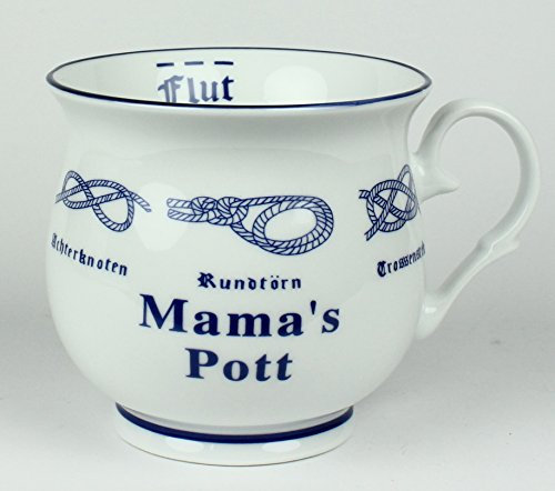 Buddel-Bini Mama´s Pott mit Seemannsknoten bauchig Kaffeebecher Kaffeetasse Kaffee