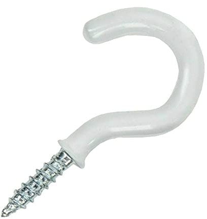 Merriway® BH00042 (20 Pcs) Plastic Coated Shouldered Mug Cup Hooks, 38 mm (1.1/2 inch) White - Pack of 20 Pieces