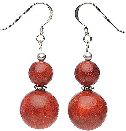 Ohrringe Ohrhänger Schaumkoralle Koralle & 925 Silber rot Ohrschmuck Damen
