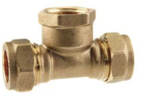 Female Iron Tee 15mm x 15mm Compression x 1/2 Suitable for installation of Water Hammers