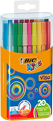 BIC Kids 9225091 Fasermaler Visa, 20 Stück, 20-farbig sortiert