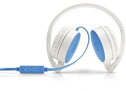 HP H2800 Casque Audio Pliable avec Microphone Blanc et Bleu Océan