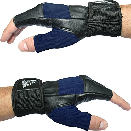 Nordic Lifting Gewichthebehandschuhe mit 12 Handgelenkstützen Männer & Frauen – Hochwertig & Verletzungsschutz – Inkl. Handschuhe, Haken, Verbände & Riemen. (Blau, Größe XL)