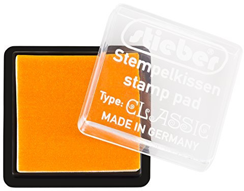 stieber® Mini-Stempelkissen mit Schnappdeckel, Gehäuse ca. 41x41 mm, Fasermaß ca. 34x34 mm *Bitte Farbe auswählen* (ORANGE)