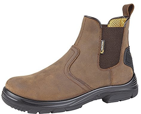 MENS GRAFTERS BROWN LEATHER WIDE FITTING CHELSEA DEALER SAFETY BOOTS M9509B (UK9)