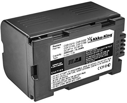 Akku-King Akku kompatibel mit Panasonic VW-VBD21, VW-VBD40, CGR-D210, CGR-D220, CGP-D16S, Hitachi DZ-BP16 - Li-Ion 2200mAh