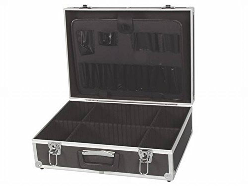 Perel Mallette à outils, porte-outils, séparateurs amovibles, verrouillage par clé, 2 clés, aluminium, noir, 455 x 330 x 152 mm
