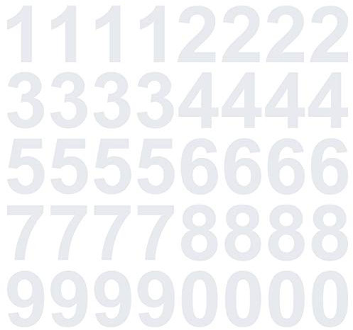 kleb-Drauf | 40 Zahlen, Höhe je 10 cm | Weiß - matt | Wandtattoo Wandaufkleber Wandsticker Aufkleber Sticker | Wohnzimmer Schlafzimmer Kinderzimmer Küche Bad | Deko Wände Glas Fenster Tür Fliese