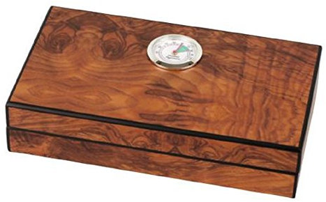 HUMIDOR Mini Cigarren-Humidor Wurzelholzdekor matt ca 4 Zigarren + Hygrometer
