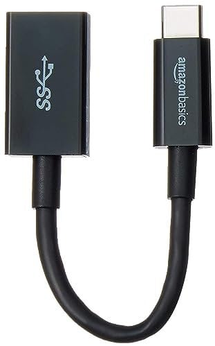 Amazon Basics - Convertitore cavo adattatore USB 3.1 da USB-C a USB-A femmina, alta velocità 5 Gbps, certificato USB-IF, per laptop, tablet, telefoni (iPhone 16/15), nero