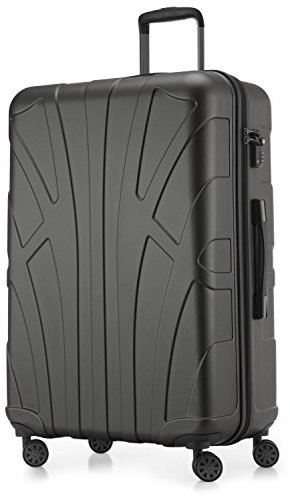 suitline - großer Hartschalen-Koffer Koffer Trolley Rollkoffer XL Reisekoffer, TSA, 76 cm, ca. 96-110 Liter, 100% ABS Matt, Graphite/Grau