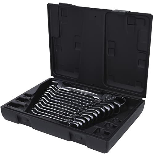 KS Tools 503.4865 GEARplus Gelenk-Ratschenringmaulschlüssel-Satz, 12-tlg.feststellbar