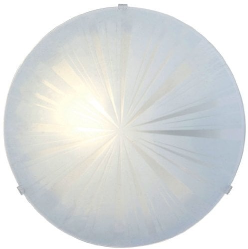 EGLO Deckenlampe Mars 1, 1 flammige Wandleuchte, Deckenleuchte aus Stahl, Farbe: Weiß, Glas: Weiß satiniert Motiv Strahlen, Fassung: E27