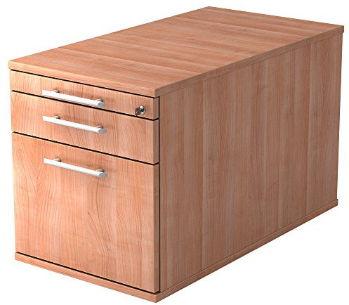 Rollcontainer TC mit 1 Schublade & 1 Hängeregister, 42,8 x 80 x 51,2 cm, Nussbaum, Relinggriff