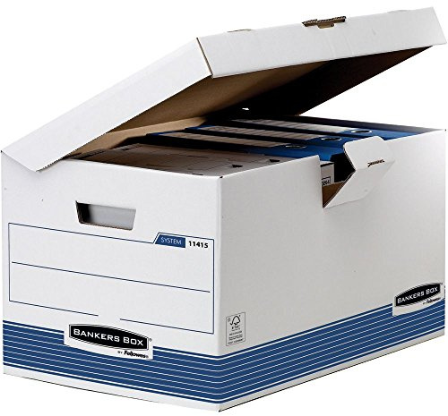 Bankers Box Klappdeckelbox Maxi mit FastFold System, FSC, 10er-Packung, weiß/blau