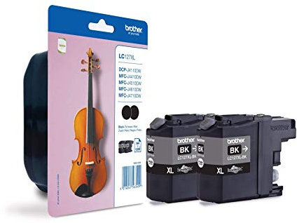 Brother LC-127XLBKBP2 LC-127XL Tintenpatrone hohe Kapazität 2 x 1.200 pages 2-er-Pack Blister, schwarz