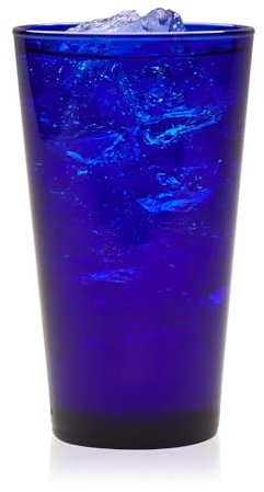 Libbey Cobalt Blue Drinking Glasses, Classic Design Flare Tumbler Glasses Set of 8, Dishwasher Safe Glass Drinking Glasses for Beverages