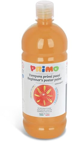 PRIMO Schulmalfarbe Tempera-Farbe für Kinder, 1000 ml Flasche mit Dosierverschluss (ocker)