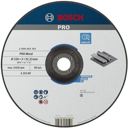 Bosch Professional 1x Mola da Taglio Centro Depressed Standard for Metal (per Metallo & Acciaio, Ø 230 x 3 mm, Accessori Smeriglatrici Angolari)