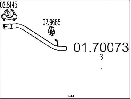 MTS 01.70073 Abgasrohr Auspuffrohr Hinten 760mm 1kg