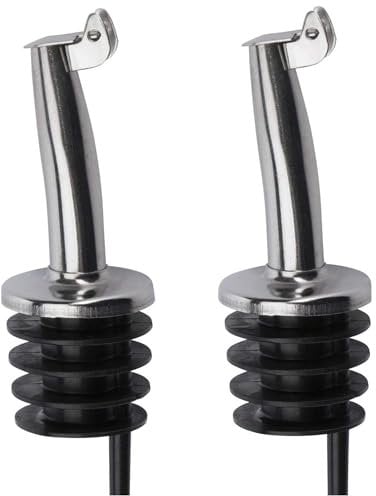 Westmark 2 Becs Verseurs pour Spiritueux/Huile/Vinaigre pour Bouteilles, avec Cliquet, avec Tube d'air, Métal/inox, Bouchon plastique, Inox Gastro, Argenté, 46822280